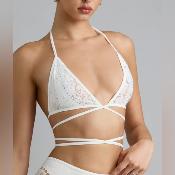 Free People Linen Blend Strappy Triangle Bra Top - Picture 2 of 8